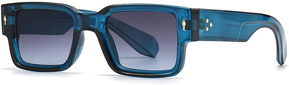 

Популярные модные прямоугольные солнцезащитные очки с заклепками для мужчин, винтажные панк-очки с градиентом для женщин, трендовые темно-зеленые солнцезащитные очки GHVWYX, Blue Gray Gradient