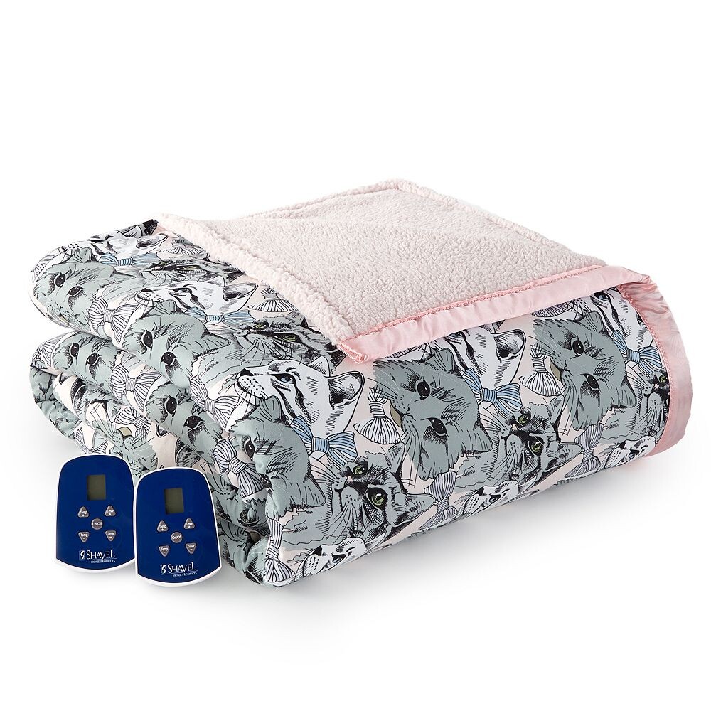 

Одеяло с подогревом из Micro Flannel и Sherpa, цвет Cat Collage