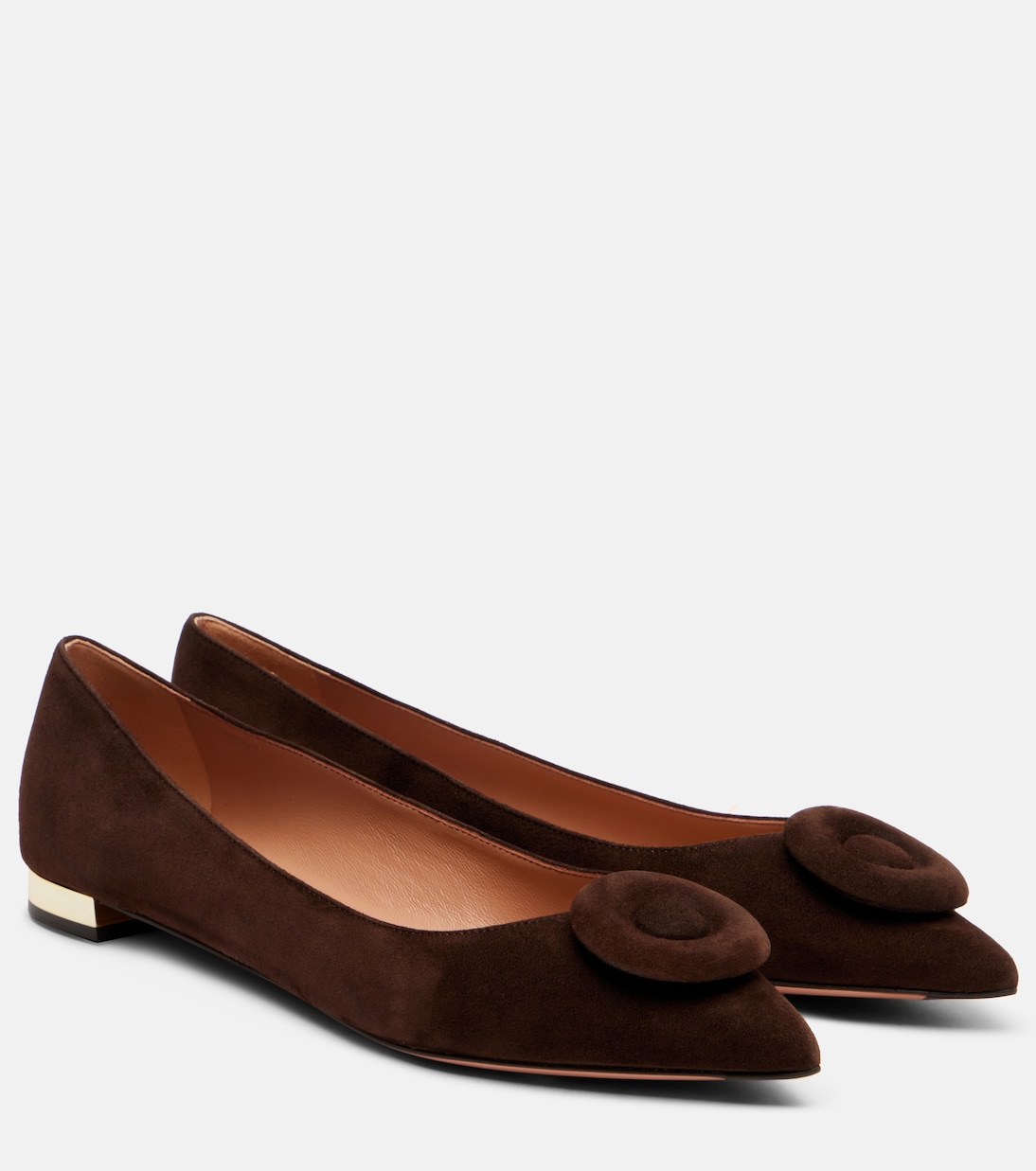 Балетки из замши с бантом Aquazzura, Espresso