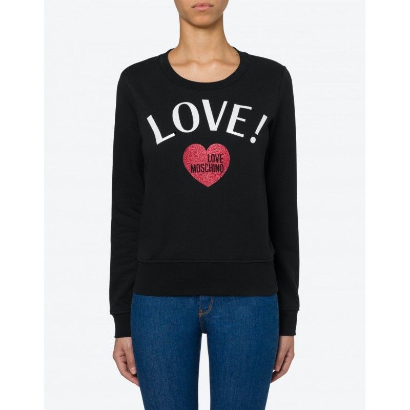

Шикарный хлопковый свитшот с блестками и сердечками LOVE MOSCHINO
