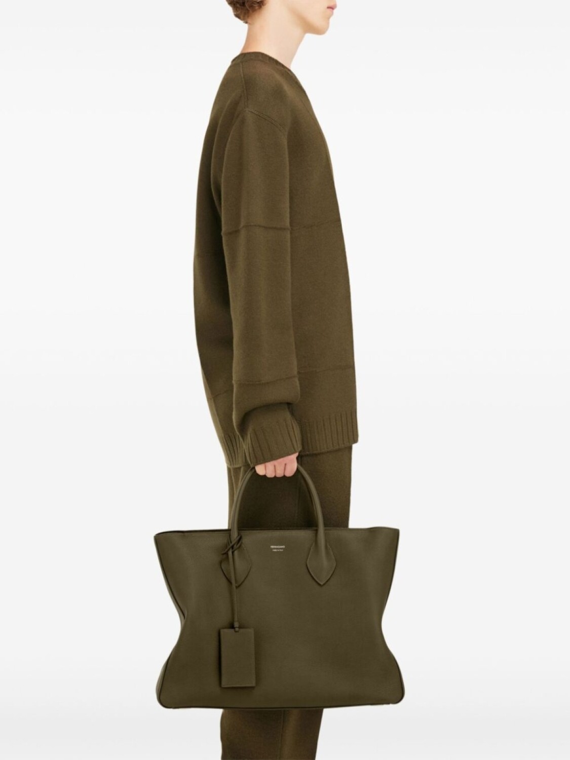 

Ferragamo большая сумка-тоут с логотипом, зеленый