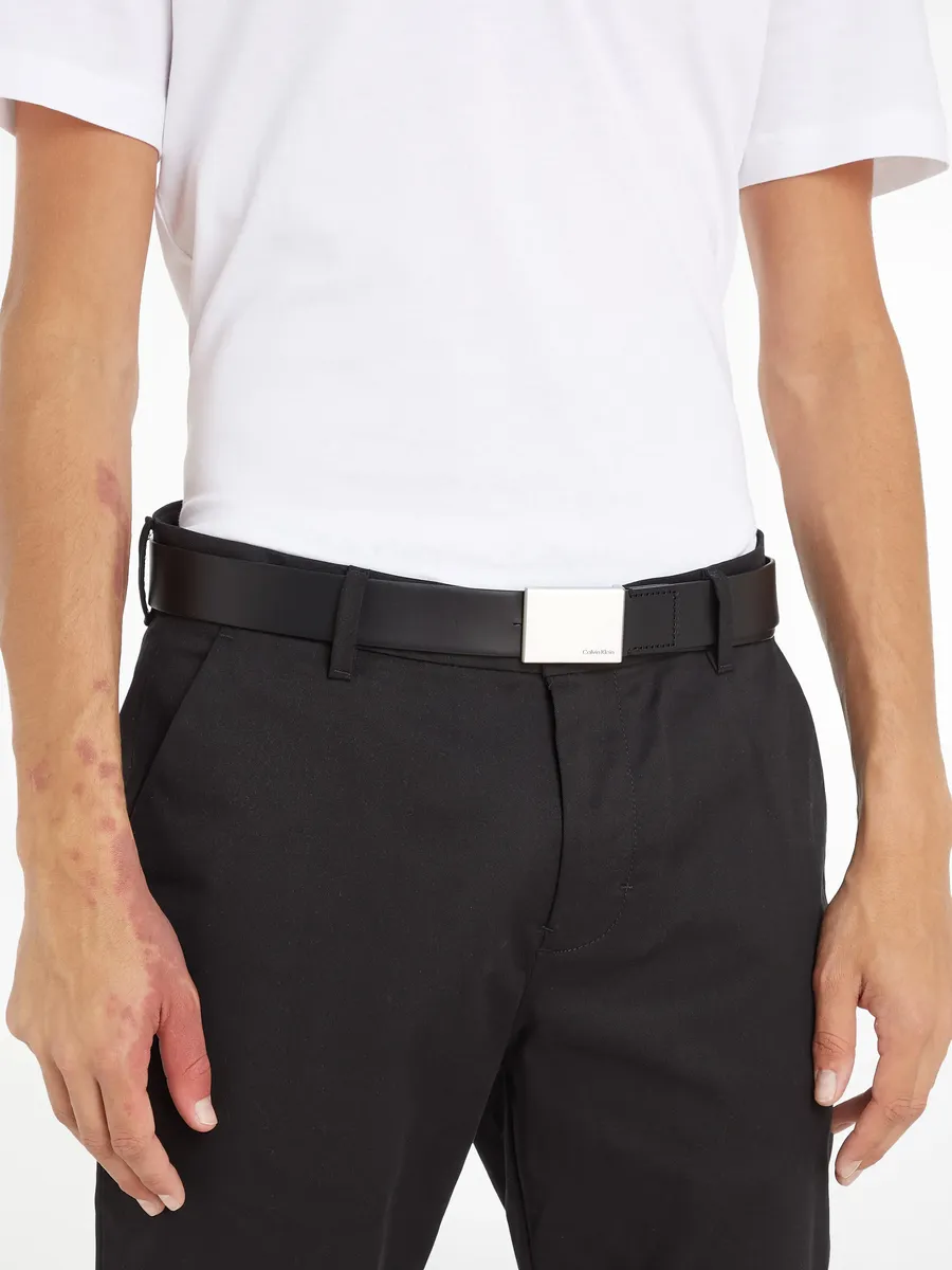 

Кожаный ремень Calvin Klein "FORMAL PLAQUE BELT 3.5CM", черный