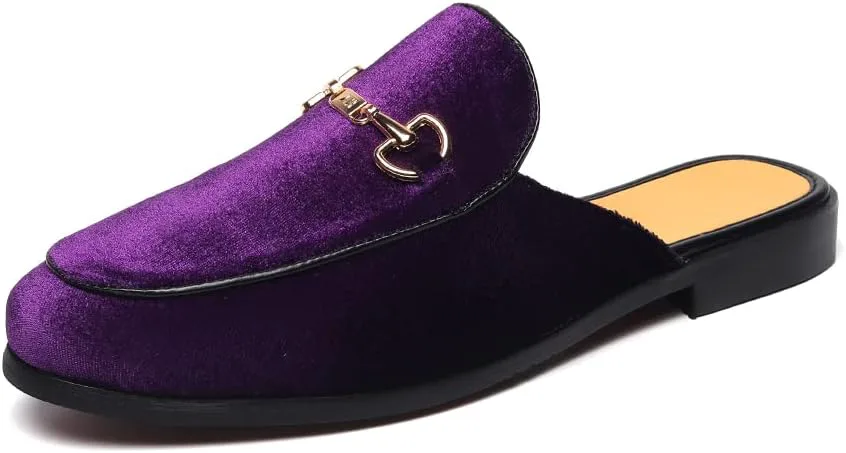 

Мужские туфли FLQL с бархатной отделкой, роскошной золотой пряжкой, слипоны, пенни-лоаферы, повседневные тапочки для курения, обувь для дома и улицы, черные, размеры 7-13, фиолетовый