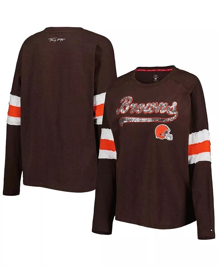 

Женская коричневая футболка-туника с длинными рукавами Cleveland Browns Justine Tommy Hilfiger