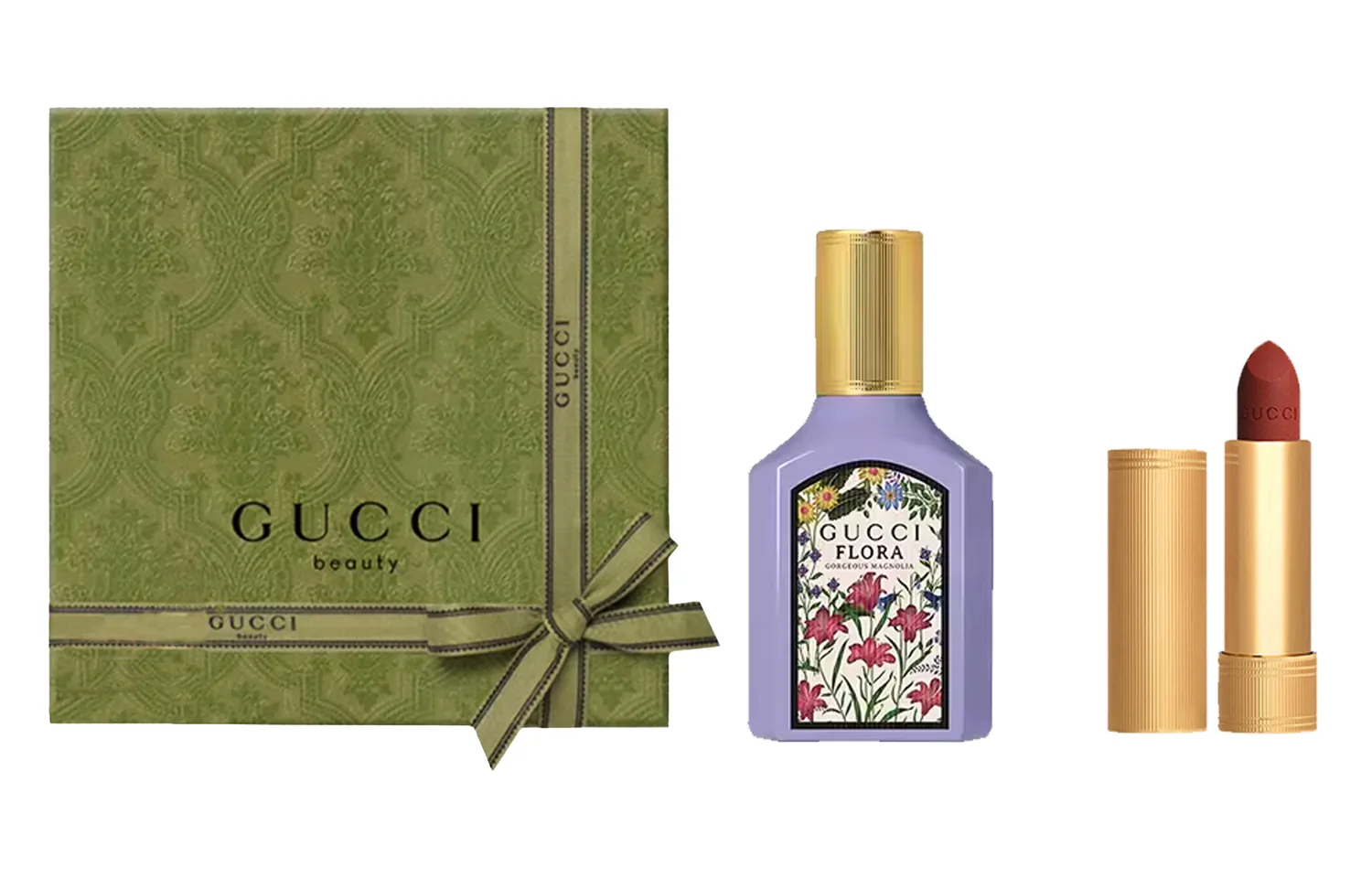 GUCCI Набор одежды с парфюмом и помадой Dreamy Natural Box Perfume Lipstick, Dreamy Magnolia Scent Women's Perfume 30ml+Velvet Lipstick #505