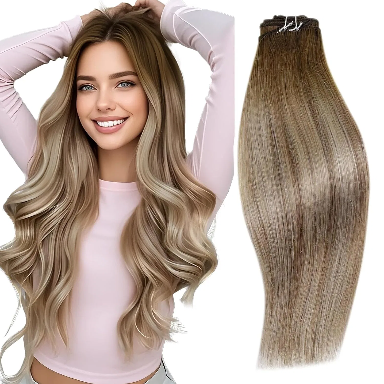 Накладные волосы Runature Weave Braids из натуральных волос, 50 см, 100 г, балаяж Runature, 2-Wefts #3/8/22