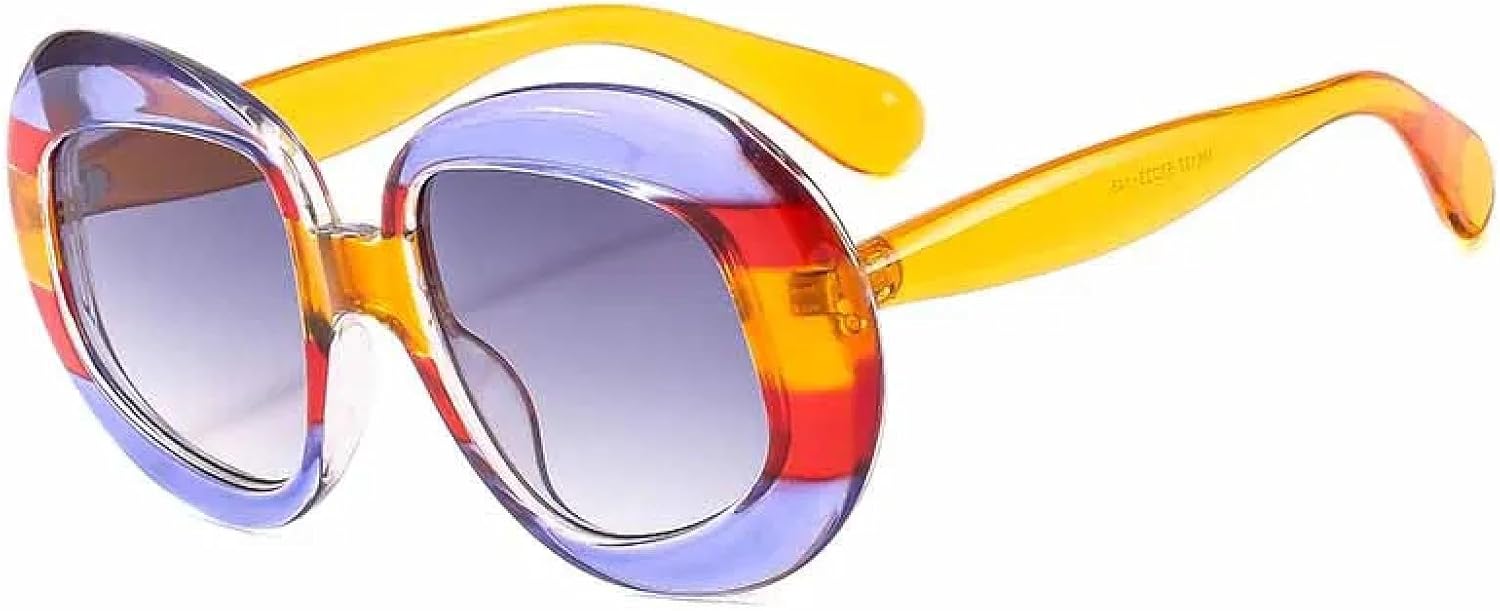 

Винтажные большие овальные солнцезащитные очки унисекс в крупной оправе, модные, для отдыха на природе, летних путешествий, солнцезащитные очки с защитой от УФ-излучения UV400 TKKTLLT, Yellow Gray