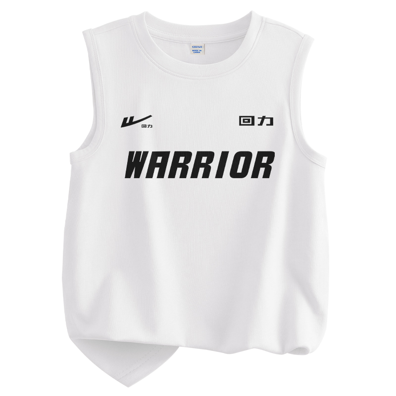 

Детский топ и майка с круглым вырезом WARRIOR, белый/h черный logo