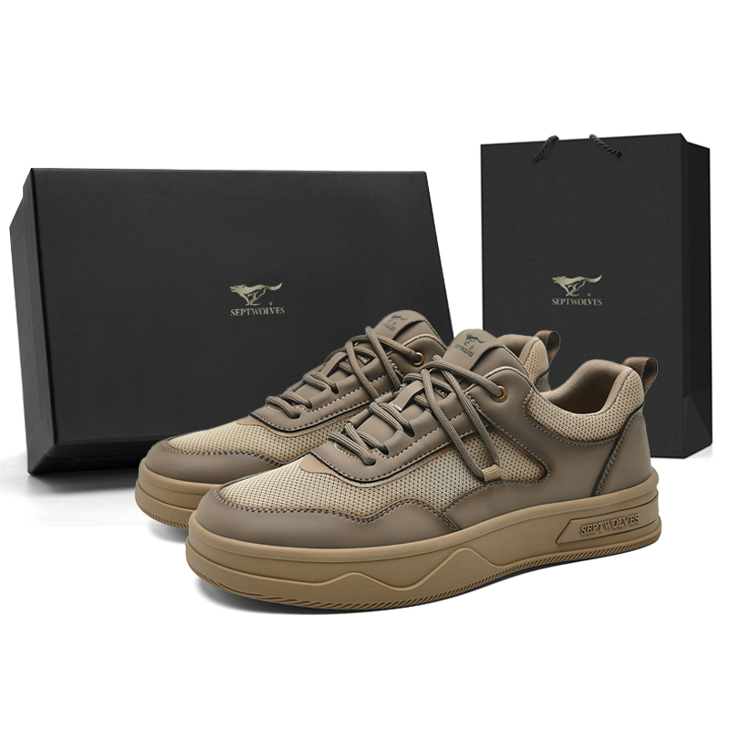 

SEPTWOLVES Низкие скейтерские кроссовки мужские хаки, цвет Khaki (Standard Leather Shoe Size)