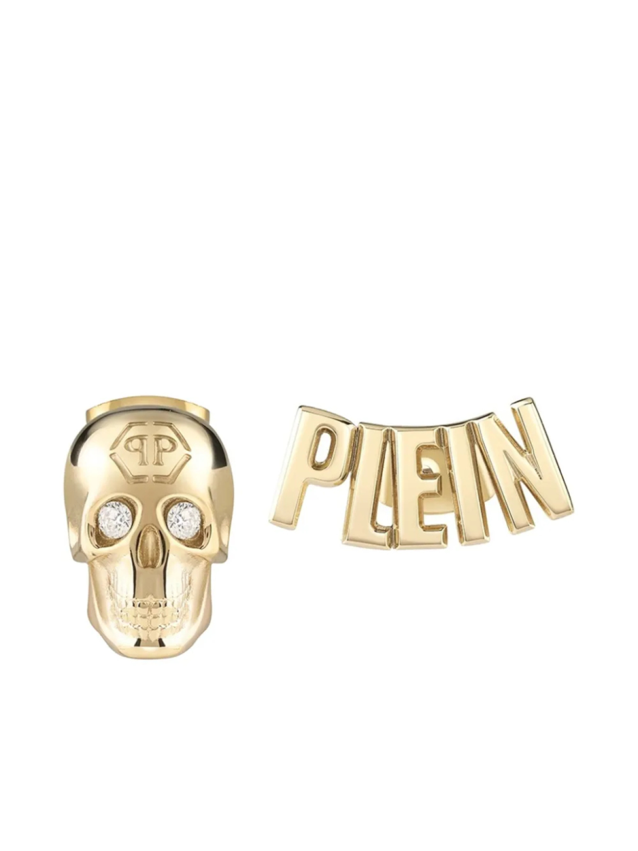 

Серьги-гвоздики с черепом и логотипом Philipp Plein, золотой