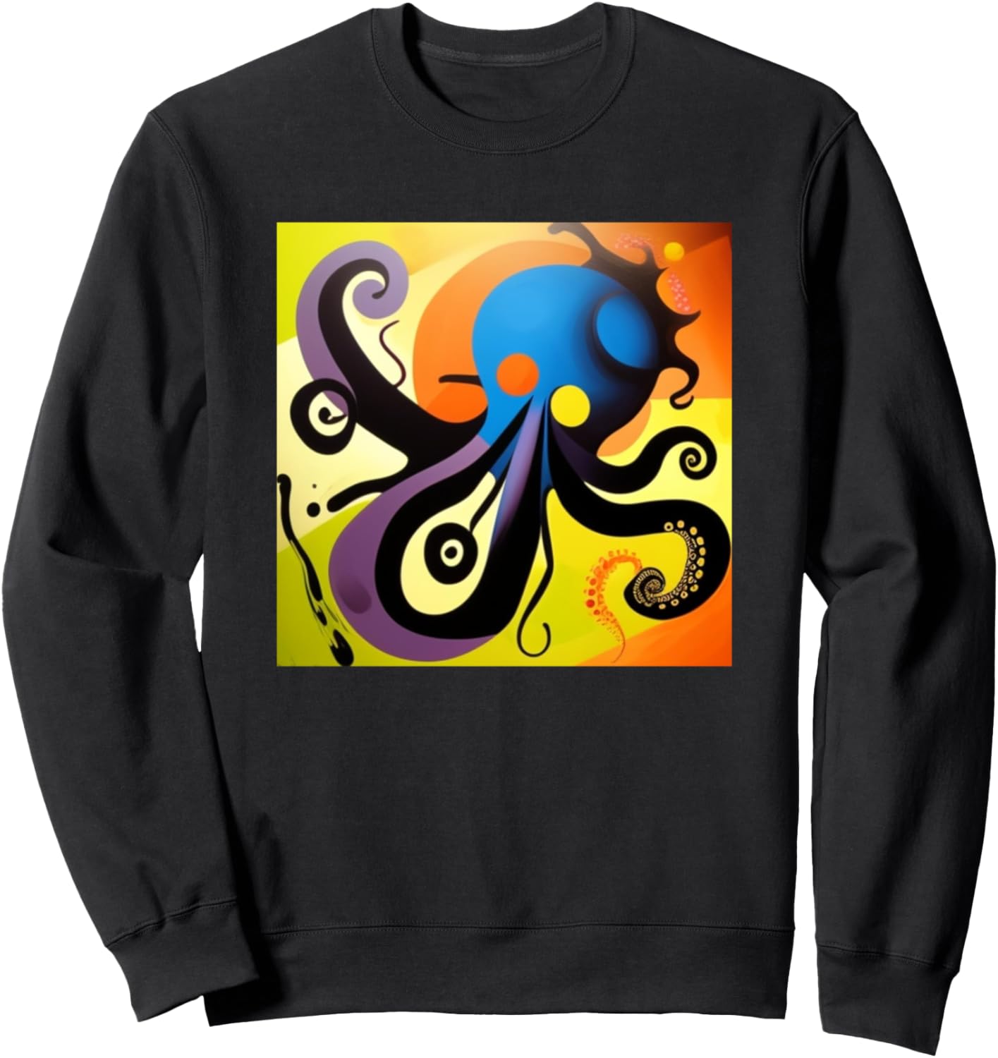 

Толстовка с красочным силуэтом осьминога, щупальцами кальмара и изображением осьминога Octopus Squid Art Men Women | Kids Boys Girls Gift, черный