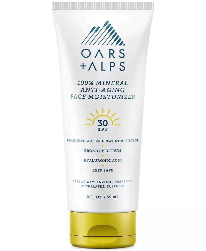 

100% минеральный антивозрастной увлажняющий крем для лица SPF 30, 2 унции Oars + Alps