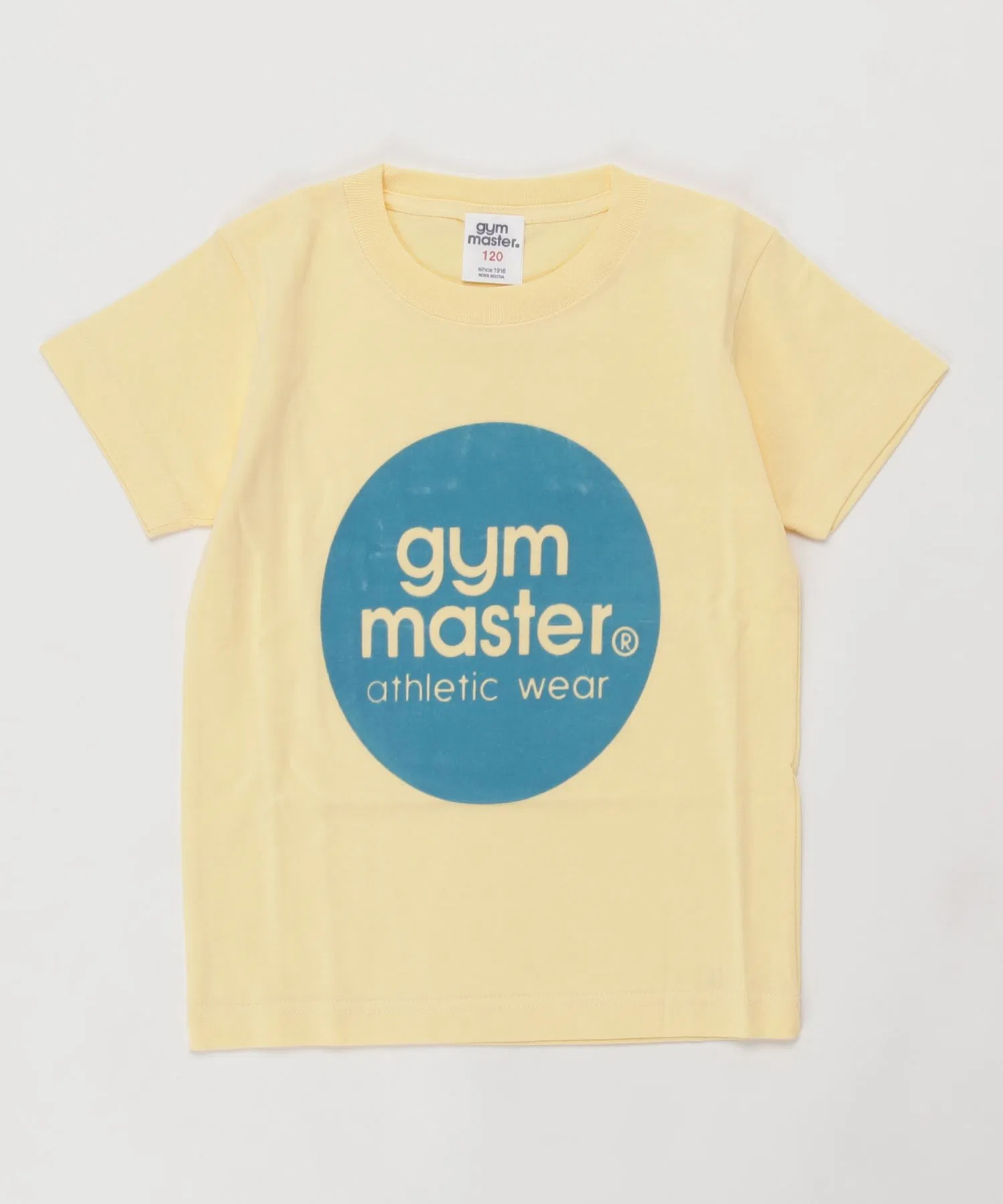 Детская футболка с круглым логотипом gym master светло-жёлтого цвета