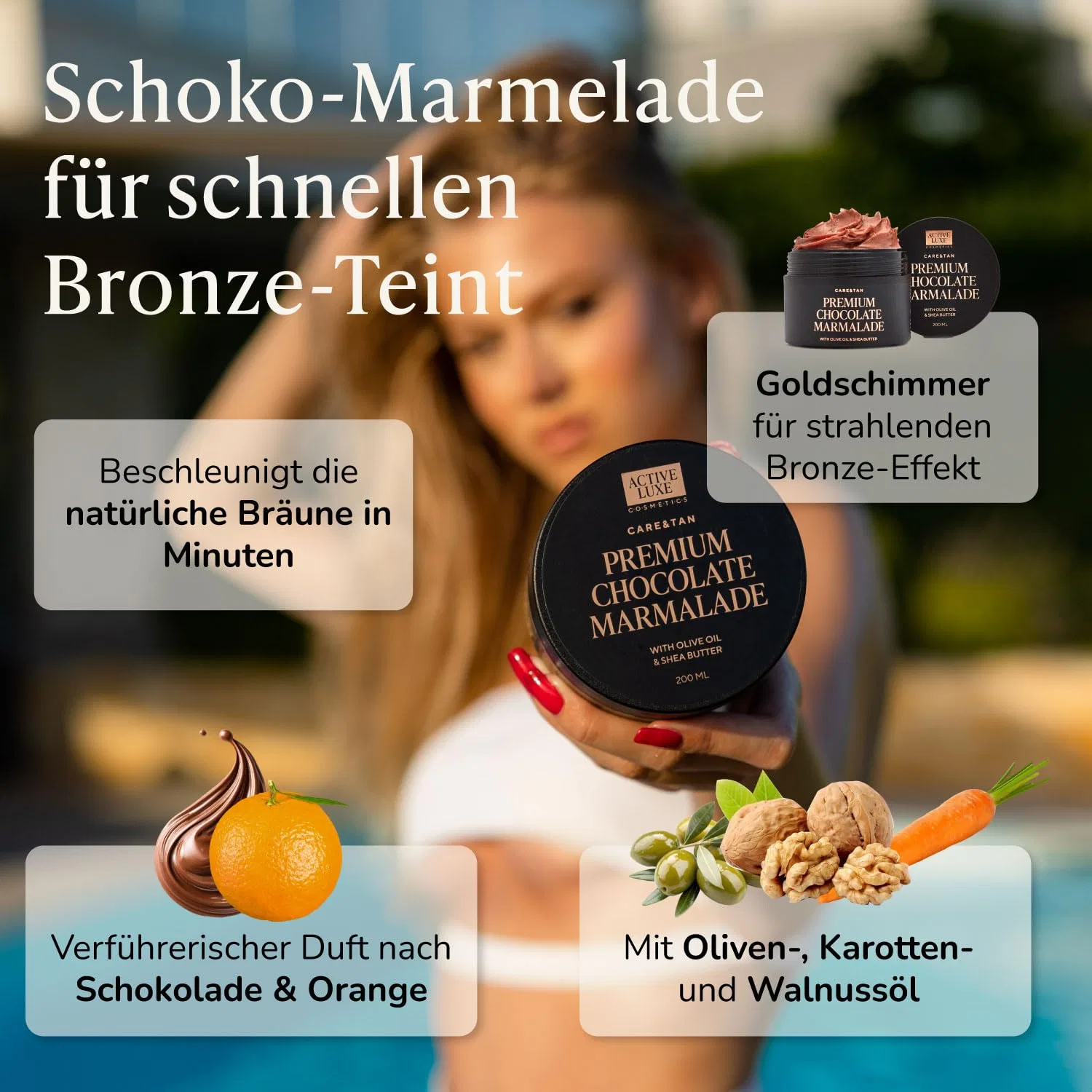 Ускоритель загара Active Luxe Premium «Chocolate Jam» с морковью и оливковым маслом, 200 мл Activeluxe Cosmetics — фото 4