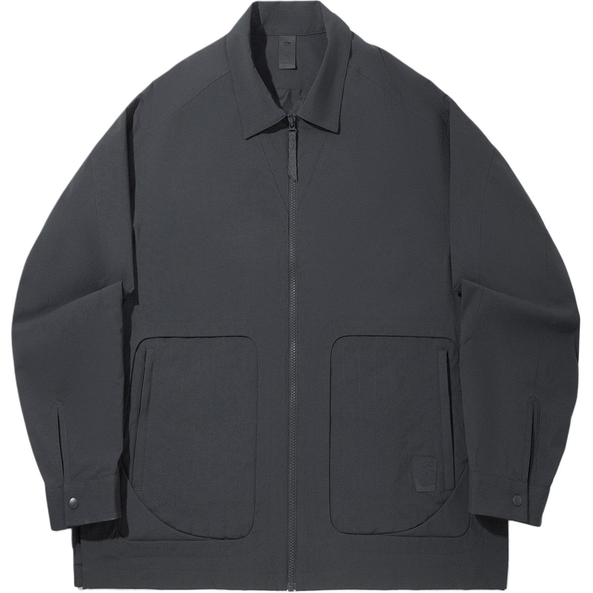 

Li-Ning Куртка Li Ning для мужчин, цвет charcoal black, лацкан, умеренный крой, прочие детали