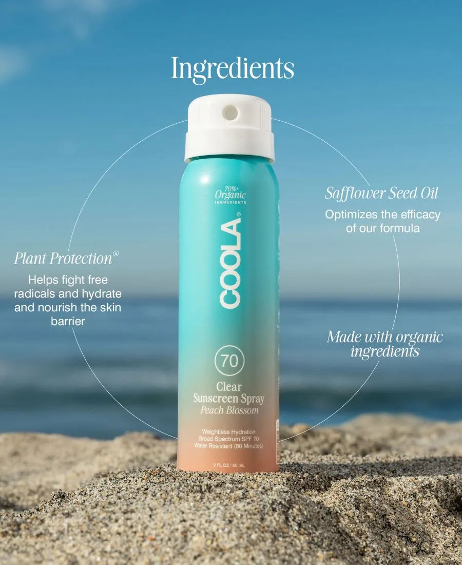 COOLA Прозрачный солнцезащитный спрей SPF 70 - Цветок персика, 57 г — фото 4