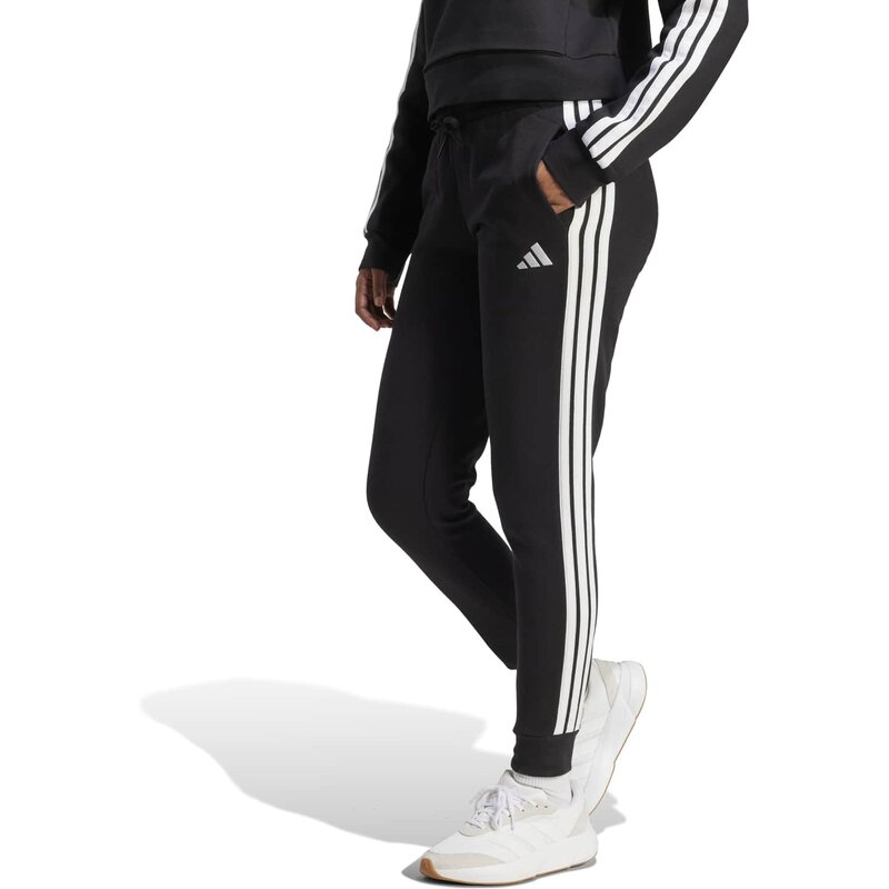 Узкие флисовые брюки Essentials с тремя полосками Adidas, черный — фото 2