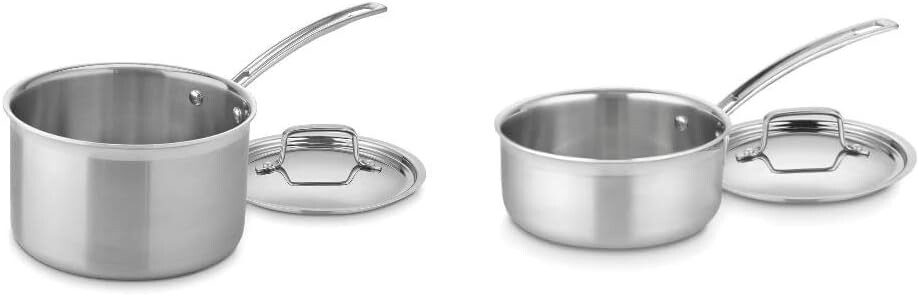 

Посуда Cuisinart из нержавеющей стали: сковорода на 4 литра, кастрюля на 1,5 литра и набор крышек