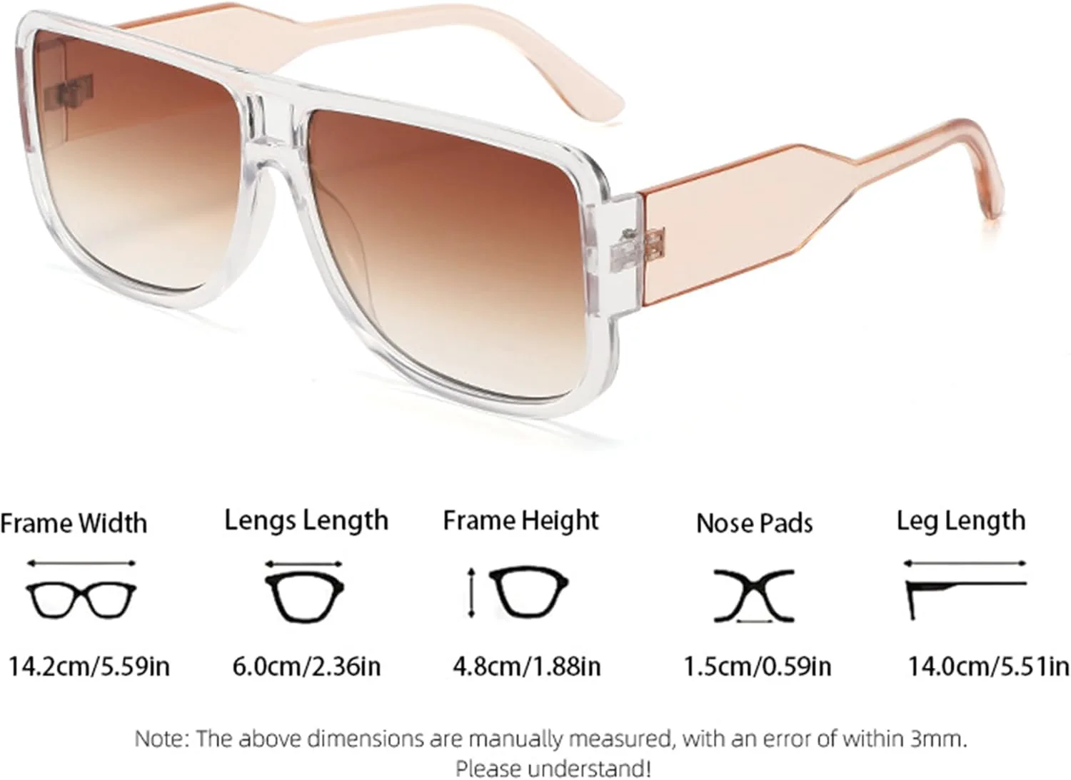 

bullabulling Модные квадратные солнцезащитные очки-пилот для женщин и мужчин, с плоской верхней частью, дизайнерские, с защитой от УФ-излучения UV400, Pink