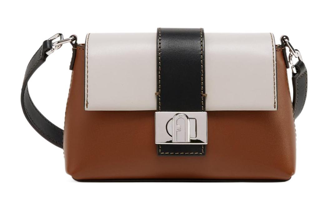 

Furla Маленькая квадратная сумка через плечо из телячьей кожи мини женская коричнево-серая
