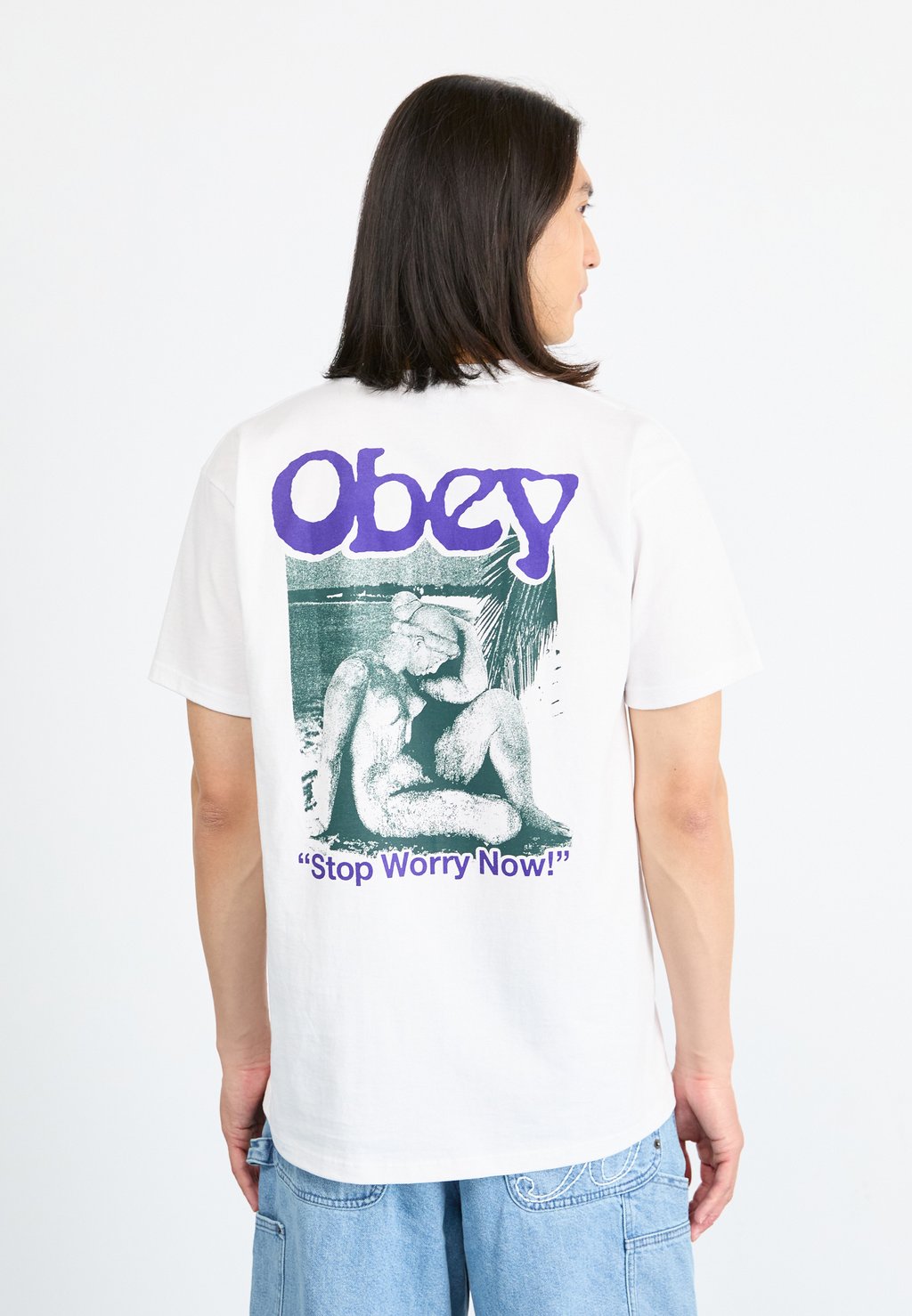 

Футболка с принтом STOP WORRY NOW Obey Clothing, белый