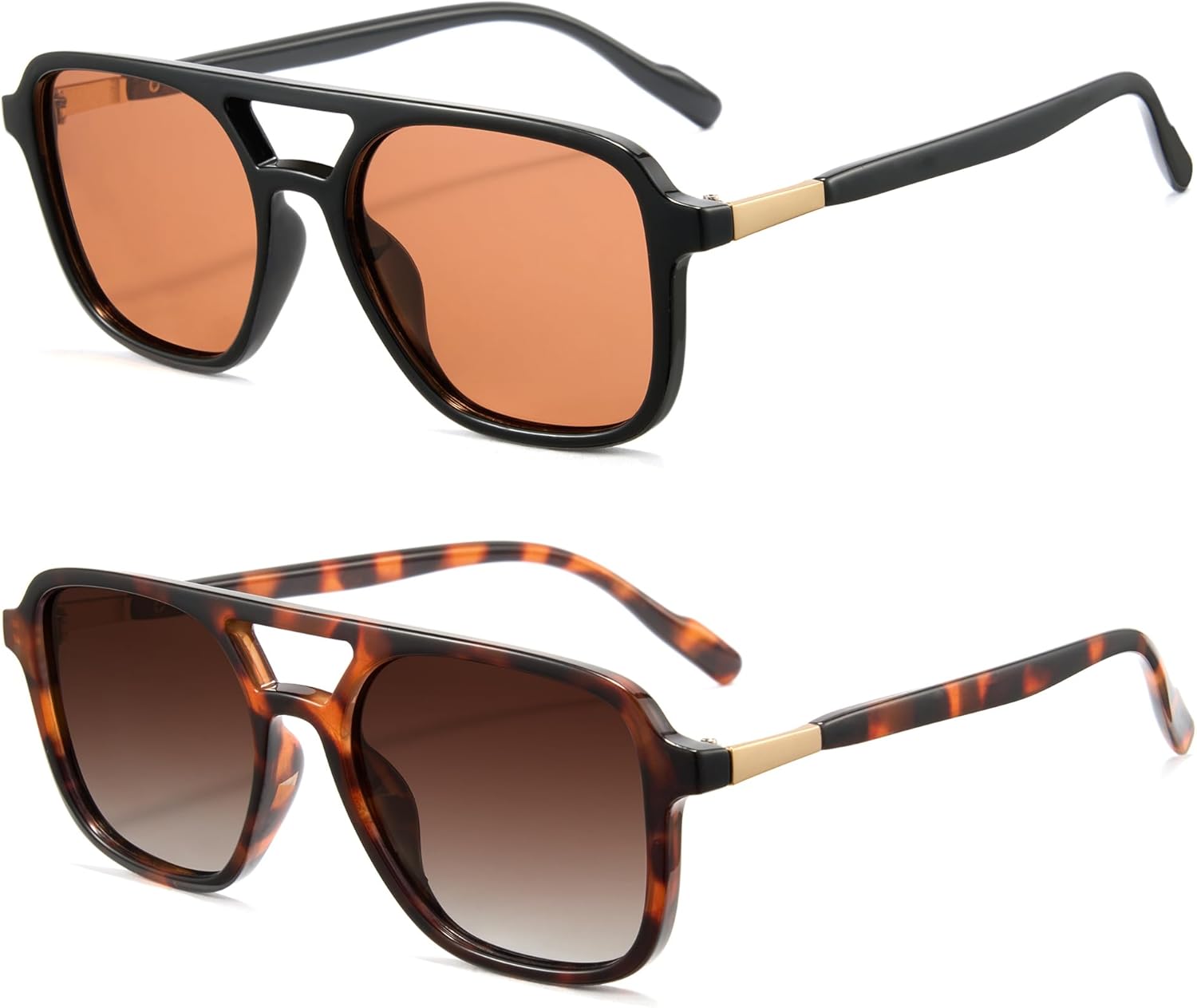 

Комплект из двух ретро-солнцезащитных очков-авиаторов Cyxus в квадратной оправе для женщин. Модные винтажные очки-авиаторы 70-х годов с защитой от УФ-излучения UV400, размер 53 мм, маленький размер, Pink