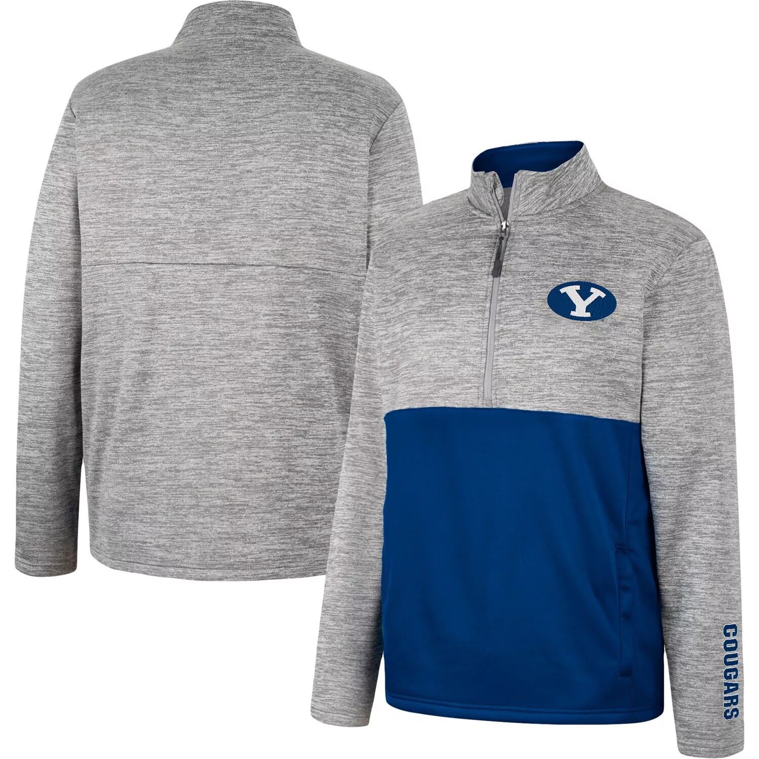 

Мужская серая куртка BYU Cougars John с молнией до половины Colosseum, Серый, Мужская серая куртка BYU Cougars John с молнией до половины Colosseum