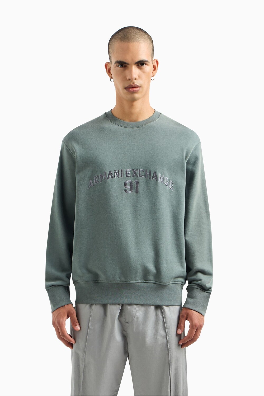 

Джемпер с логотипом университета Armani Exchange, зеленый