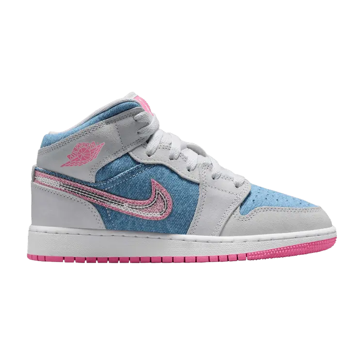 

Кроссовки Air Jordan Air Jordan 1 Mid GS 'Denim Sequin', синий