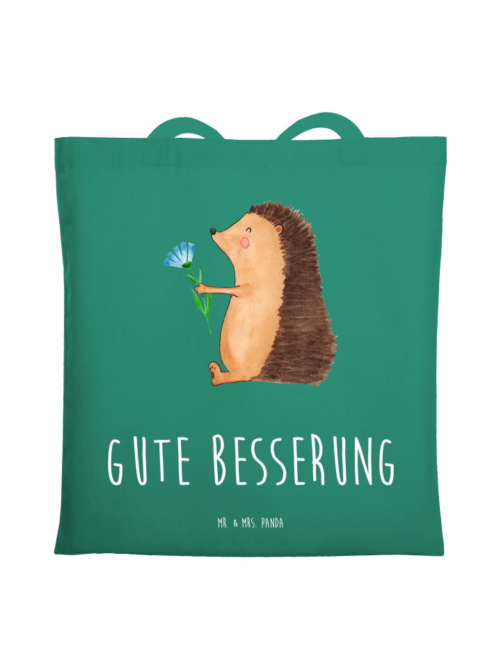 

Mr. & Mrs. Panda Сумка с ежиком, цветами и надписью мятного цвета