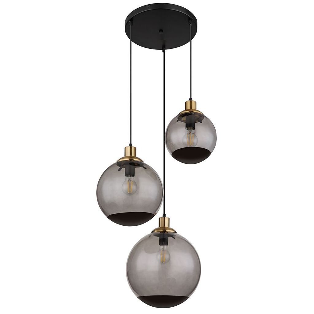 

Подвесной светильник, металл, черный, стекло, 3 лампочки, H 120 см Globo Lighting
