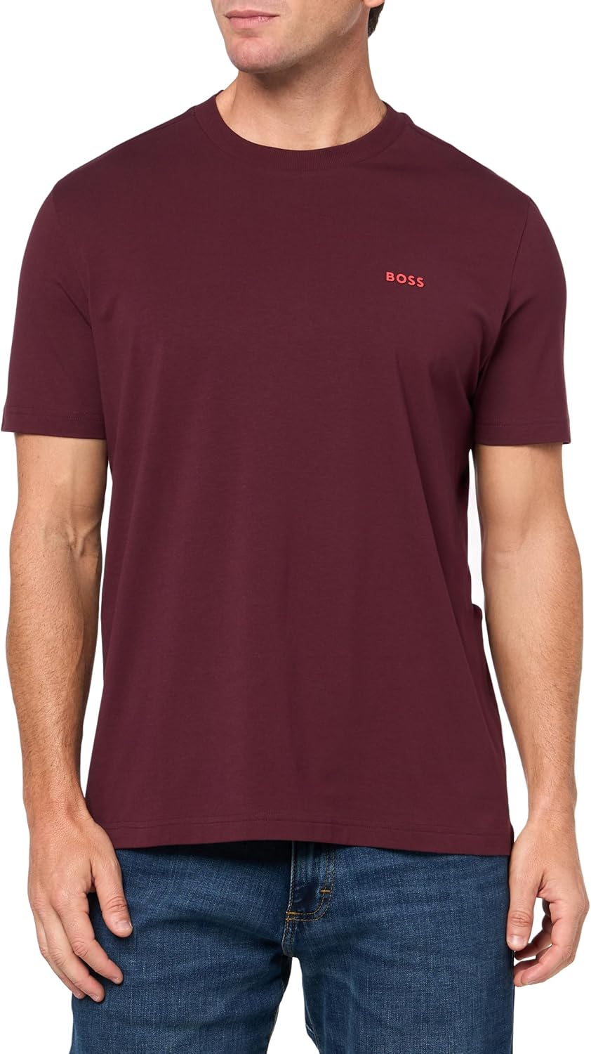 

Футболка BOSS Men's Contrast Logo из хлопка и эластичного хлопка, Black Cherry, Черный, Футболка BOSS Men's Contrast Logo из хлопка и эластичного хлопка, Black Cherry