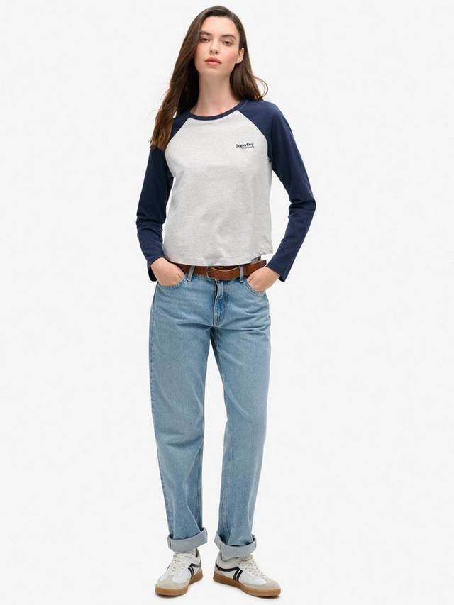 Бейсбольный топ с длинным рукавом essential logo Superdry, цвет Navy/Grey Marl — фото 2