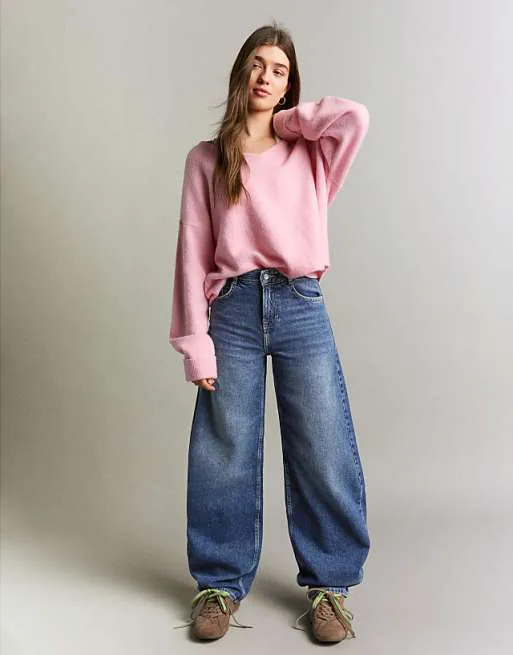 

Голубые джинсовые джинсы с завышенной талией Bershka