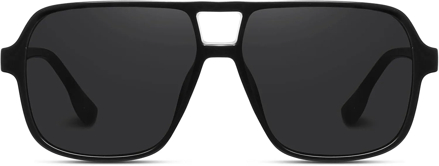 

Классические ретро-солнцезащитные очки-авиаторы для женщин и мужчин, большие, модные, квадратные, винтажные, с двойной перемычкой, модель FZN821 Fozono, Black/Grey