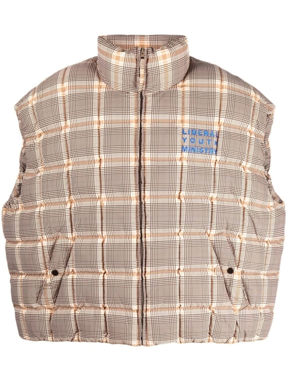 

Liberal Youth Ministry клетчатый жилет с аппликацией, нейтральный цвет