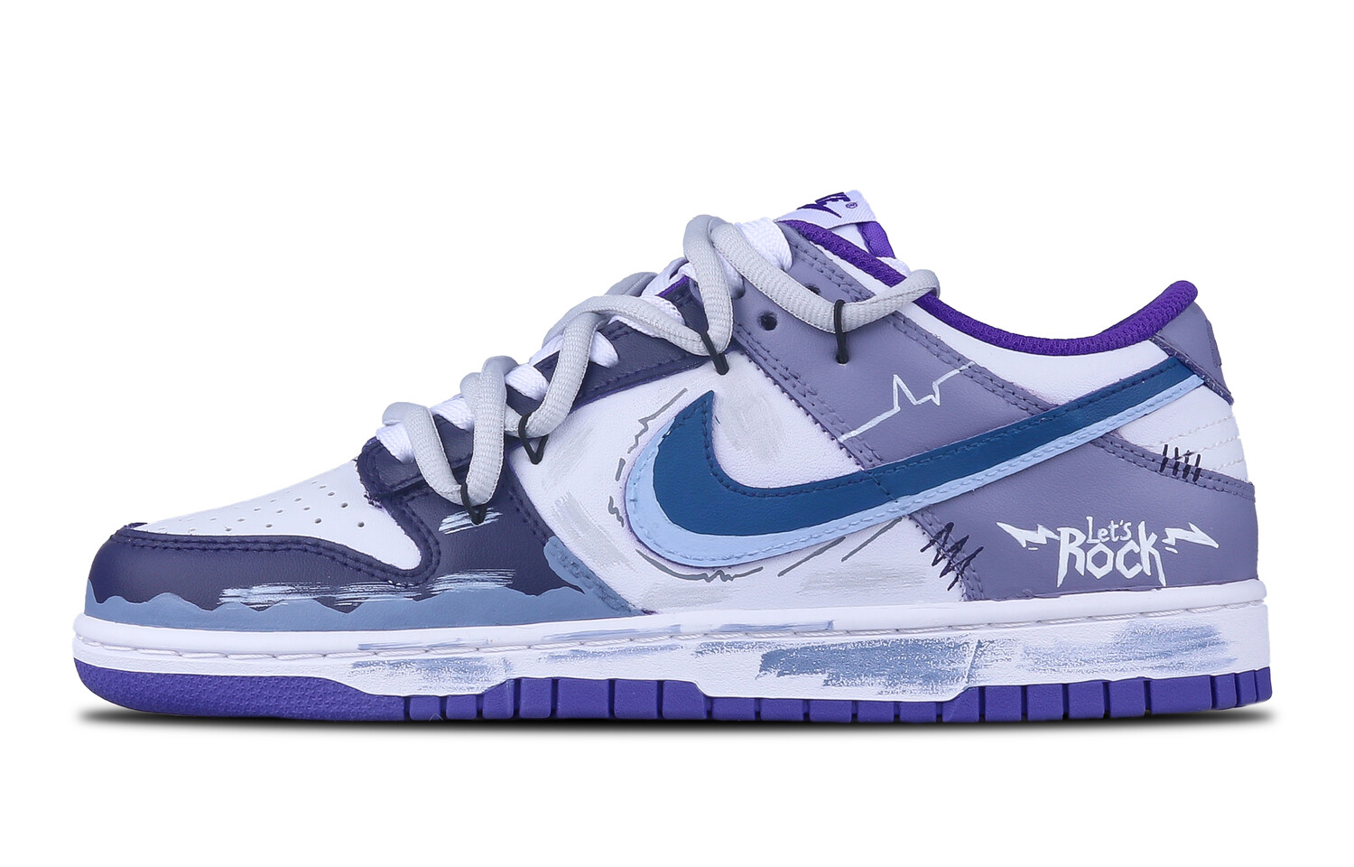

Кроссовки Nike Dunk Skateboarding Shoes Men Low-top White/purple, темно-синий
