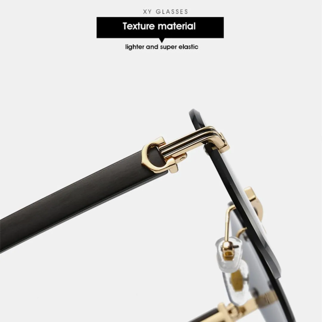 

Солнцезащитные очки без оправы шестиугольной формы для мужчин и женщин, модные очки с текстурой дерева, упрощенные квадратные солнцезащитные очки TVTBBVV, Gray Green