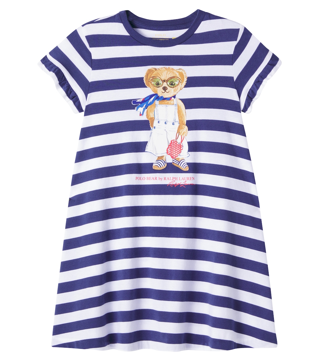 

Полосатое хлопковое платье Polo Bear Polo Ralph Lauren Kids, Navy/White Stripe
