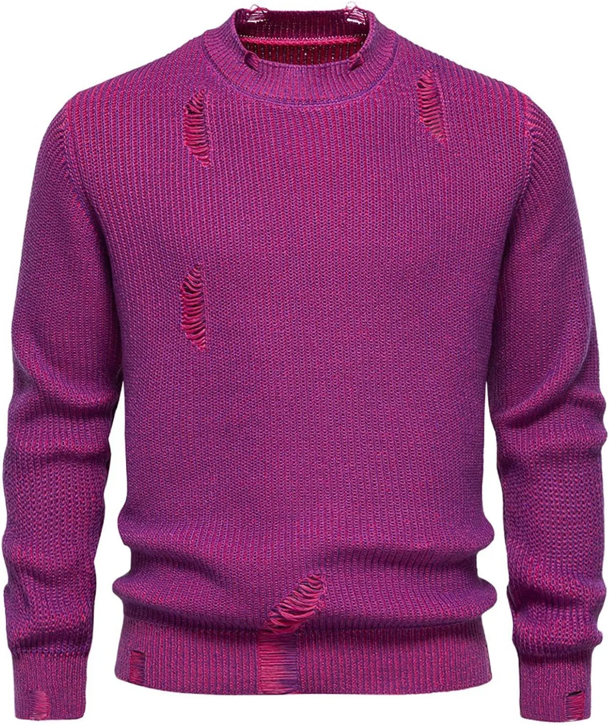 

Мужской свитер с эффектом потертости и рваной вязкой