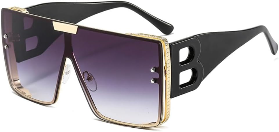 

Солнцезащитные очки с большой оправой и буквой B, модель 2027, для женщин, ретро-очки с металлическим блеском, для мужчин и женщин. Градиентные солнцезащитные очки MTZJH, C2