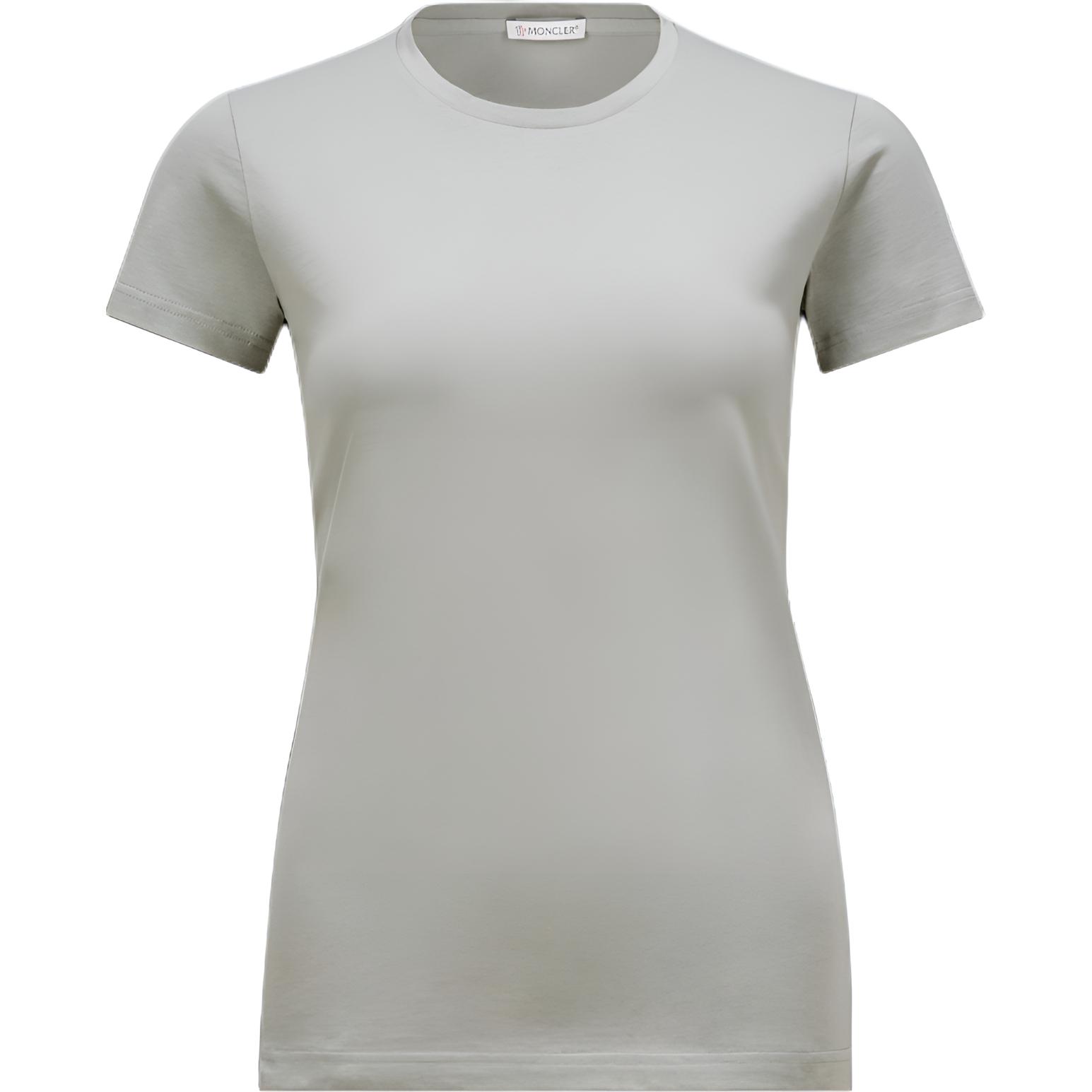 

Футболка с коротким рукавом и круглым вырезом Moncler, светло-серый