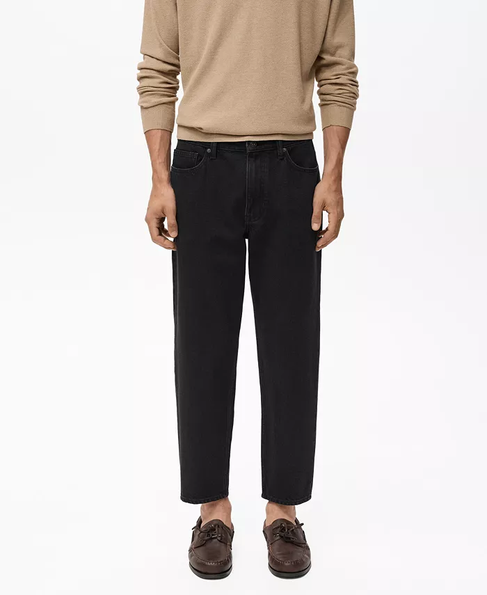 

Мужские укороченные джинсы-морковки Mango, черный