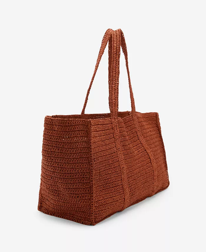 

Женская сумка для покупок из натурального волокна с двумя ручками MANGO, оранжевый