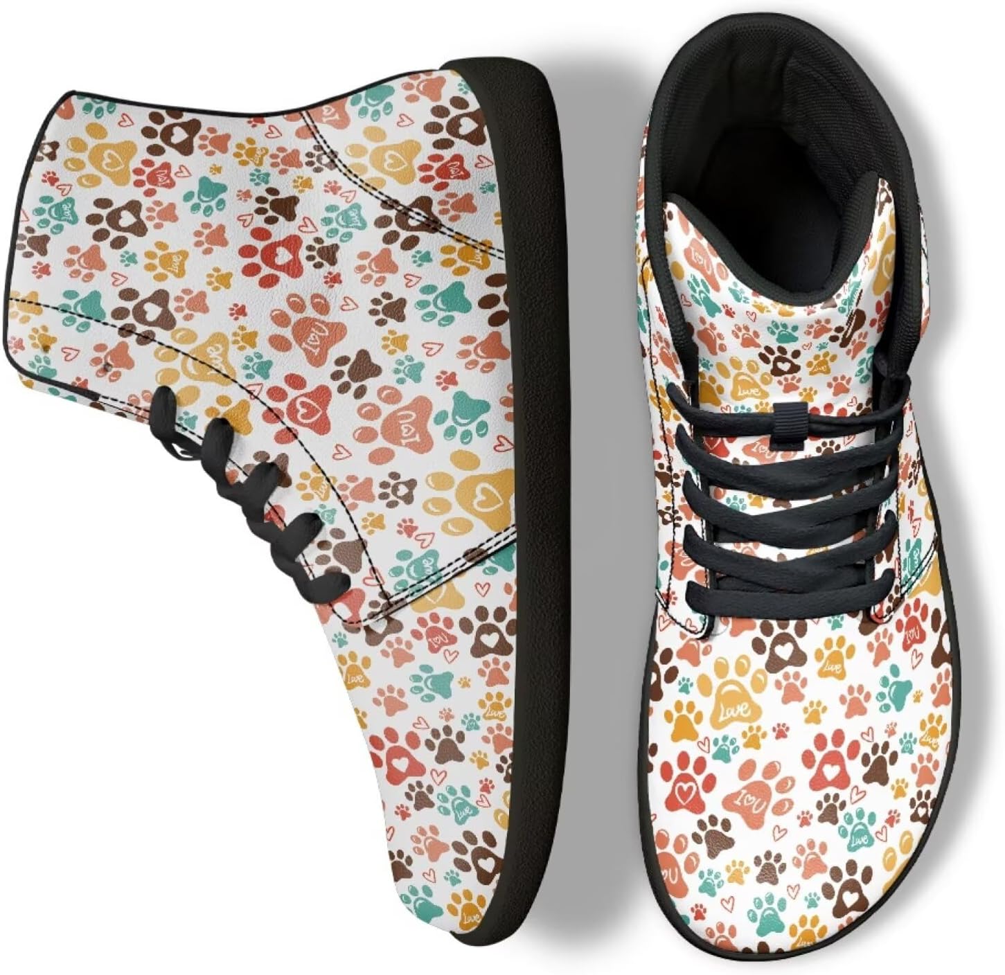 

Высокие кеды Binienty для мужчин и женщин, Love Dog Paw Print