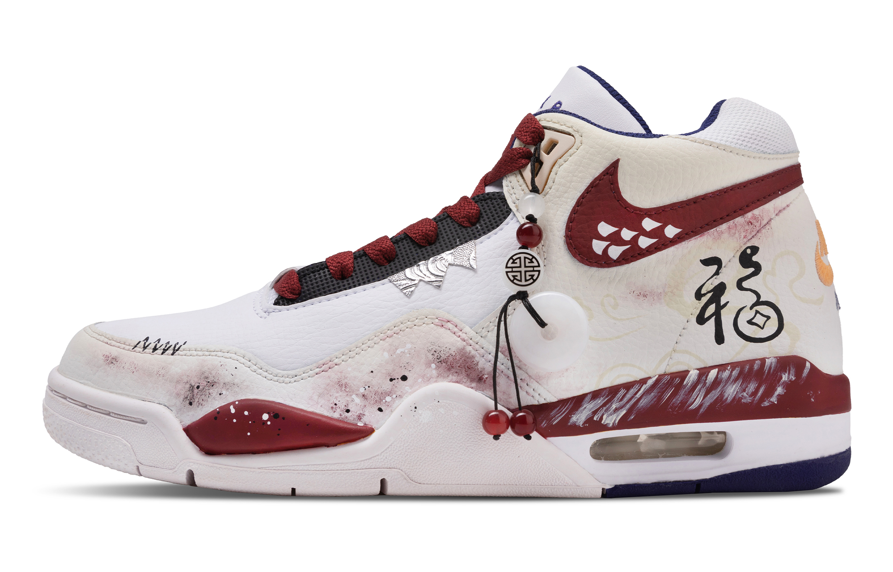 

Nike Баскетбольные кроссовки Flight Legacy Luck On Your Side, износостойкие, винтажные, среднего размера, мужские, белые, красные