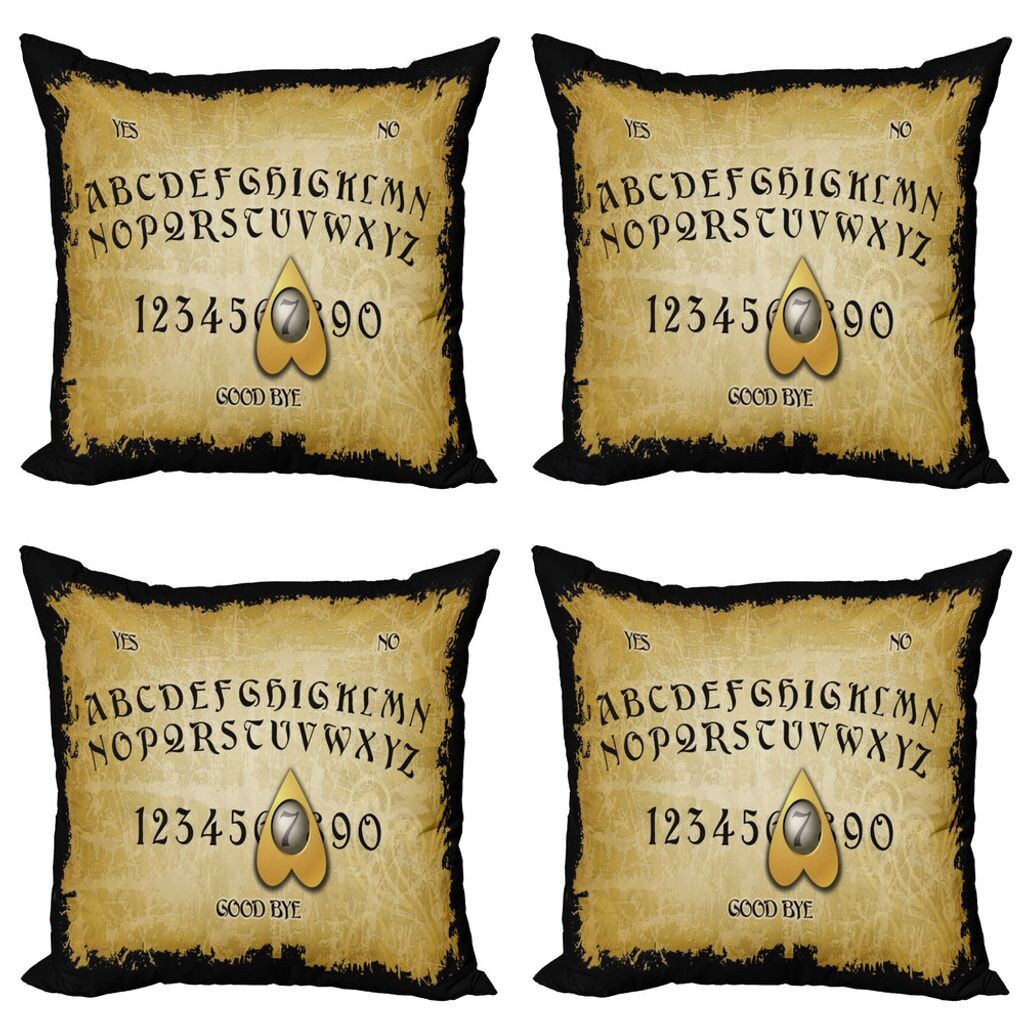 

ABAKUHAUS Ouija Board Набор чехлов для подушек (4 предмета), исчезающий фон, современная двусторонняя цифровая печать, 50 см x 50 см, земляно-желтый бледно-кофейный цвет