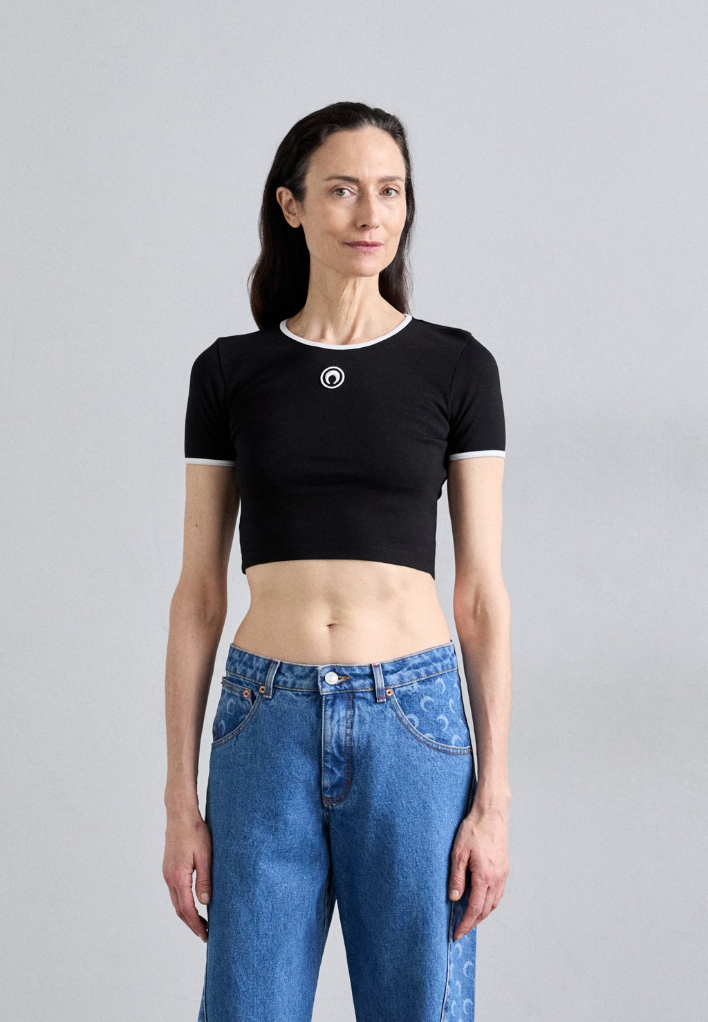 

Базовая футболка MOON LOGO CROPPED MARINE SERRE, светло-серый