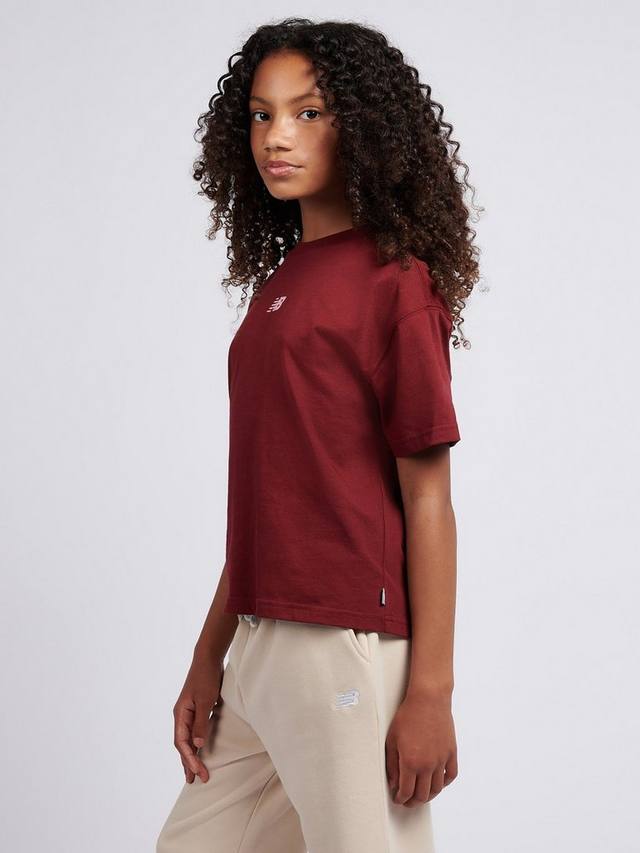 Детская хлопковая футболка с короткими рукавами свободного кроя New Balance, Monarch Burgundy — фото 2