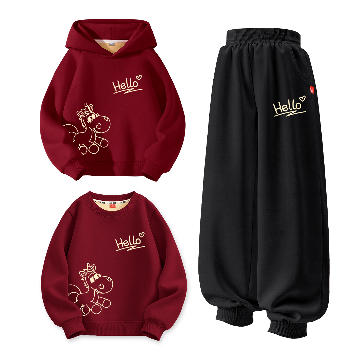 Детские толстые костюмы Tang Disney, [thickened and fleece-lined]di lucky line k бордовый+di honey k темно-синий +di lucky line k бордовый — фото 3